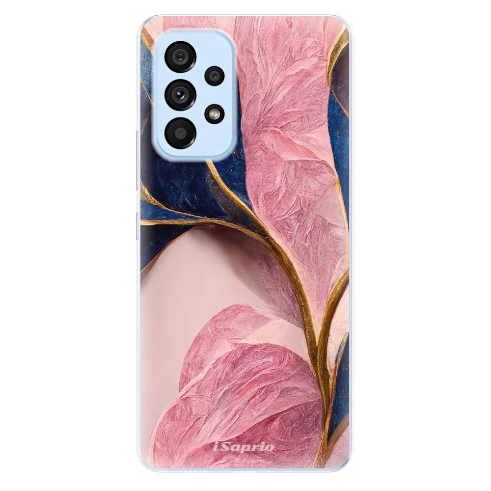 Odolné silikonové pouzdro iSaprio - Pink Blue Leaves - Samsung Galaxy A53 5G
