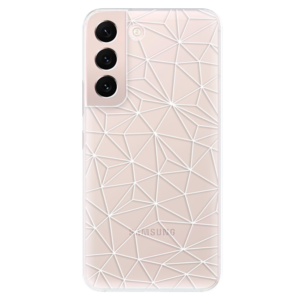 Silikonové odolné pouzdro iSaprio - Abstract Triangles 03 - white na mobil Samsung Galaxy S22 5G (Odolný silikonový kryt, obal, pouzdro iSaprio - Abstract Triangles 03 - white na mobilní telefon Samsung Galaxy S22 5G)