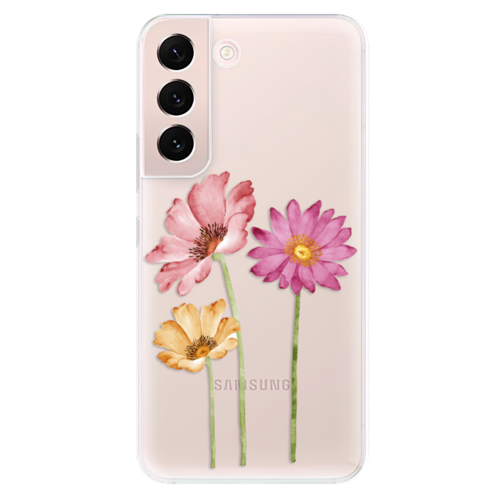Silikonové odolné pouzdro iSaprio - Three Flowers na mobil Samsung Galaxy S22 5G (Odolný silikonový kryt, obal, pouzdro iSaprio - Three Flowers na mobilní telefon Samsung Galaxy S22 5G)
