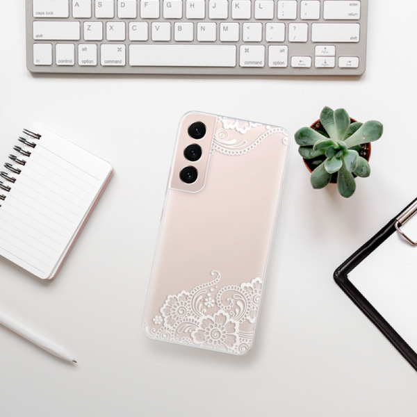 Silikonové pouzdro iSaprio - Samsung Galaxy S22 5G - White Lace 02