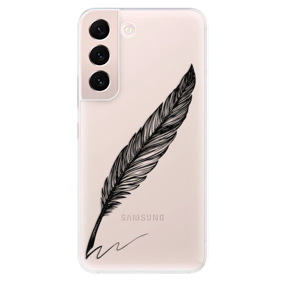 Silikonové odolné pouzdro iSaprio - Writing By Feather - black na mobil Samsung Galaxy S22 5G (Odolný silikonový kryt, obal, pouzdro iSaprio - Writing By Feather - black na mobilní telefon Samsung Galaxy S22 5G)