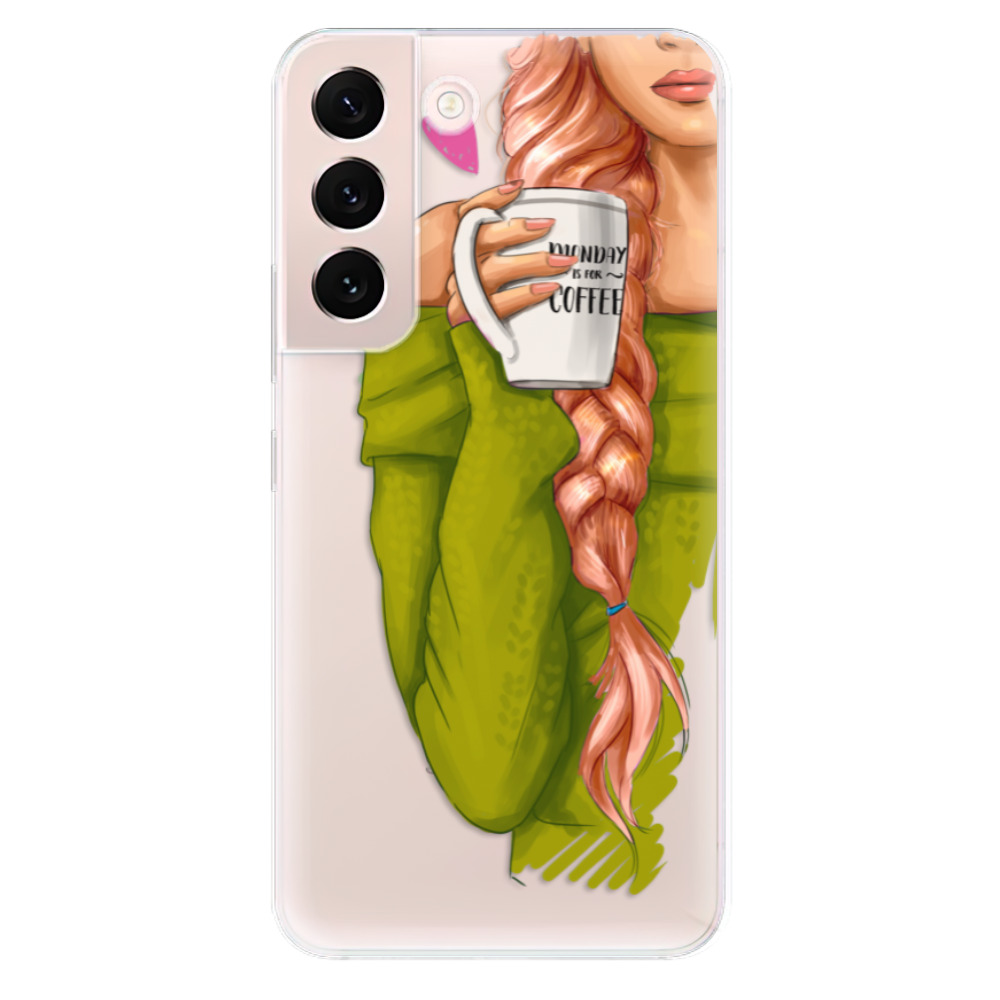 Odolné silikonové pouzdro iSaprio - My Coffe and Redhead Girl - Samsung Galaxy S22 5G