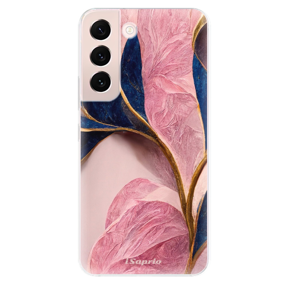 Odolné silikonové pouzdro iSaprio - Pink Blue Leaves - Samsung Galaxy S22+ 5G