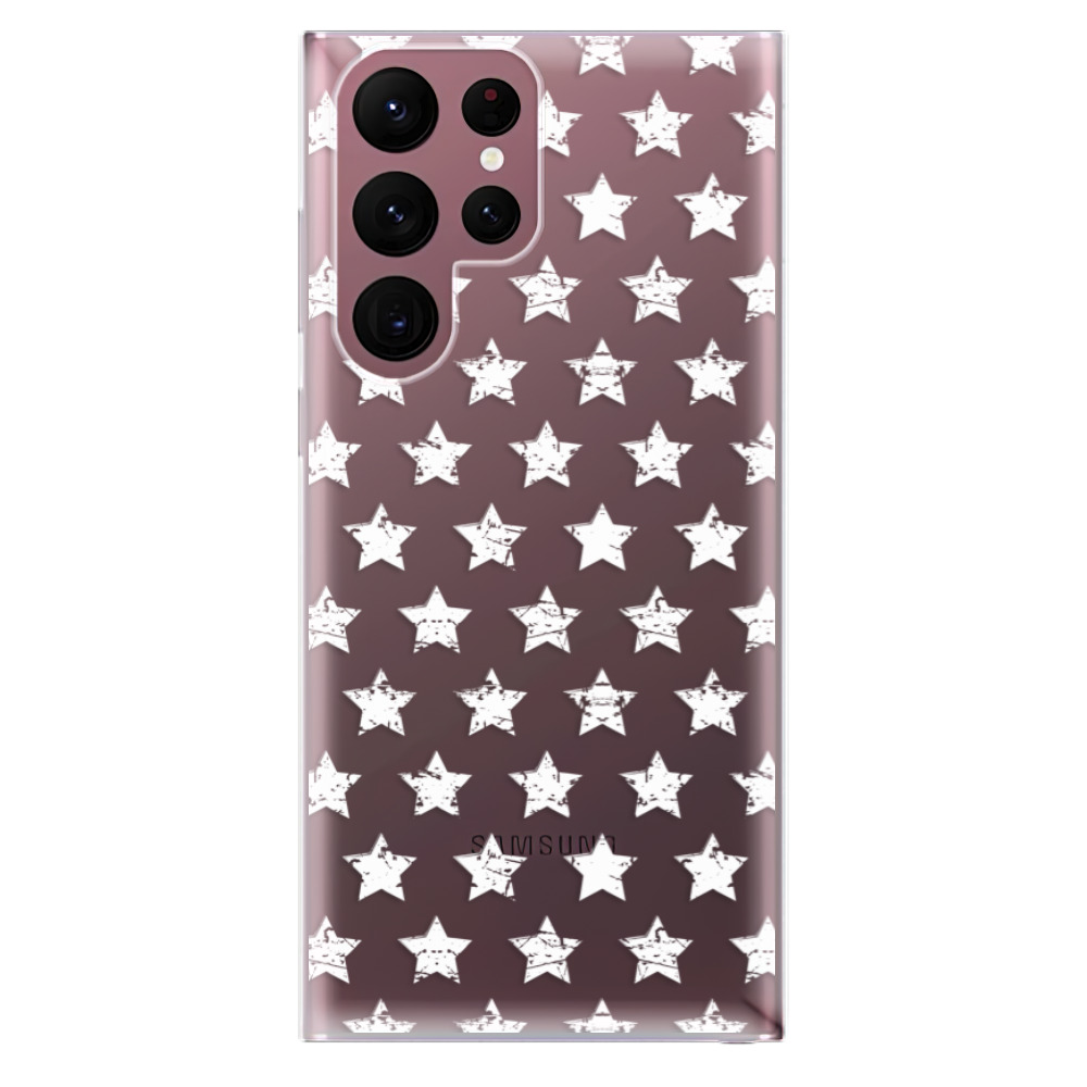 Odolné silikonové pouzdro iSaprio - Stars Pattern - white - Samsung Galaxy S22 Ultra 5G
