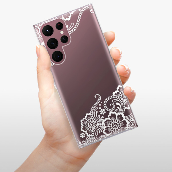 Silikonové pouzdro iSaprio - Samsung Galaxy S22 Ultra 5G - White Lace 02
