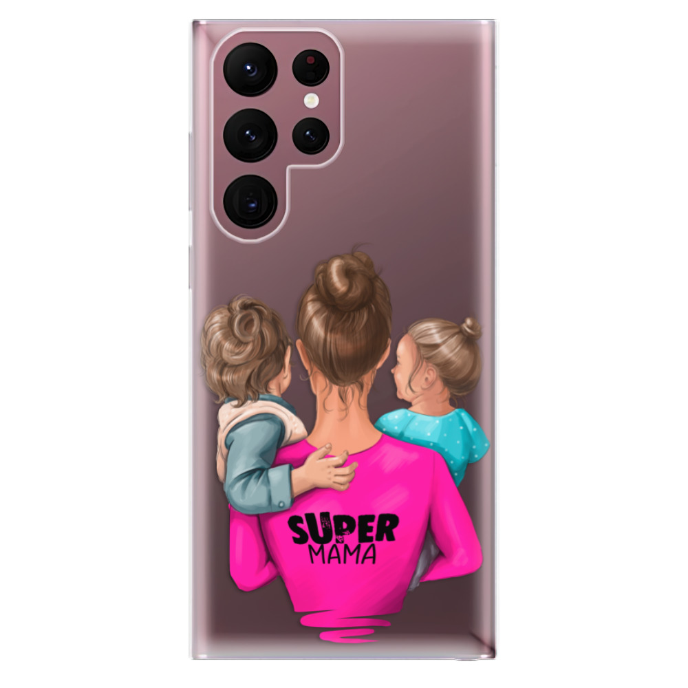 Odolné silikonové pouzdro iSaprio - Super Mama - Boy and Girl - Samsung Galaxy S22 Ultra 5G