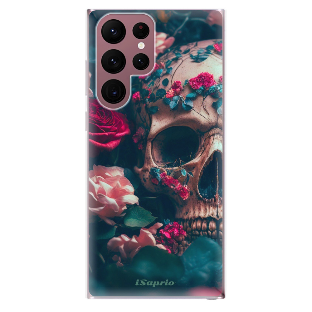 Odolné silikonové pouzdro iSaprio - Skull in Roses - Samsung Galaxy S22 Ultra 5G