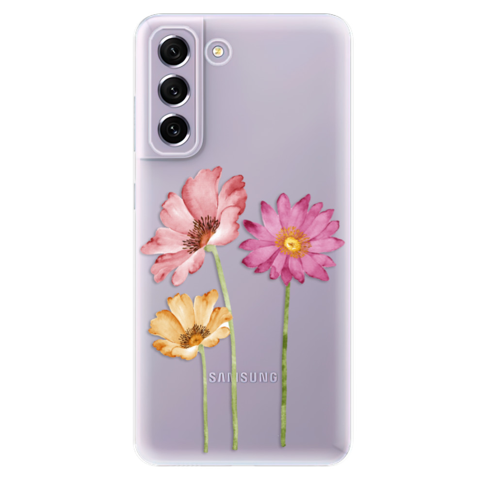 Silikonové odolné pouzdro iSaprio - Three Flowers na mobil Samsung Galaxy S21 FE 5G (Odolný silikonový kryt, obal, pouzdro iSaprio - Three Flowers na mobilní telefon Samsung Galaxy S21 FE 5G)