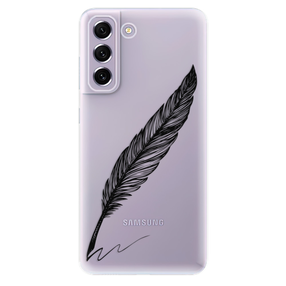 Silikonové odolné pouzdro iSaprio - Writing By Feather - black na mobil Samsung Galaxy S21 FE 5G (Odolný silikonový kryt, obal, pouzdro iSaprio - Writing By Feather - black na mobilní telefon Samsung Galaxy S21 FE 5G)