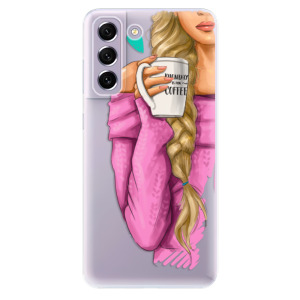 Silikonové odolné pouzdro iSaprio - My Coffe and Blond Girl na mobil Samsung Galaxy S21 FE 5G