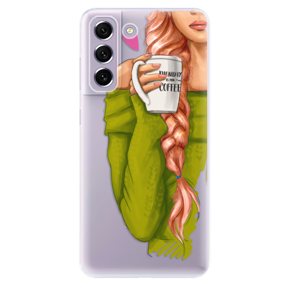 Odolné silikonové pouzdro iSaprio - My Coffe and Redhead Girl - Samsung Galaxy S21 FE 5G