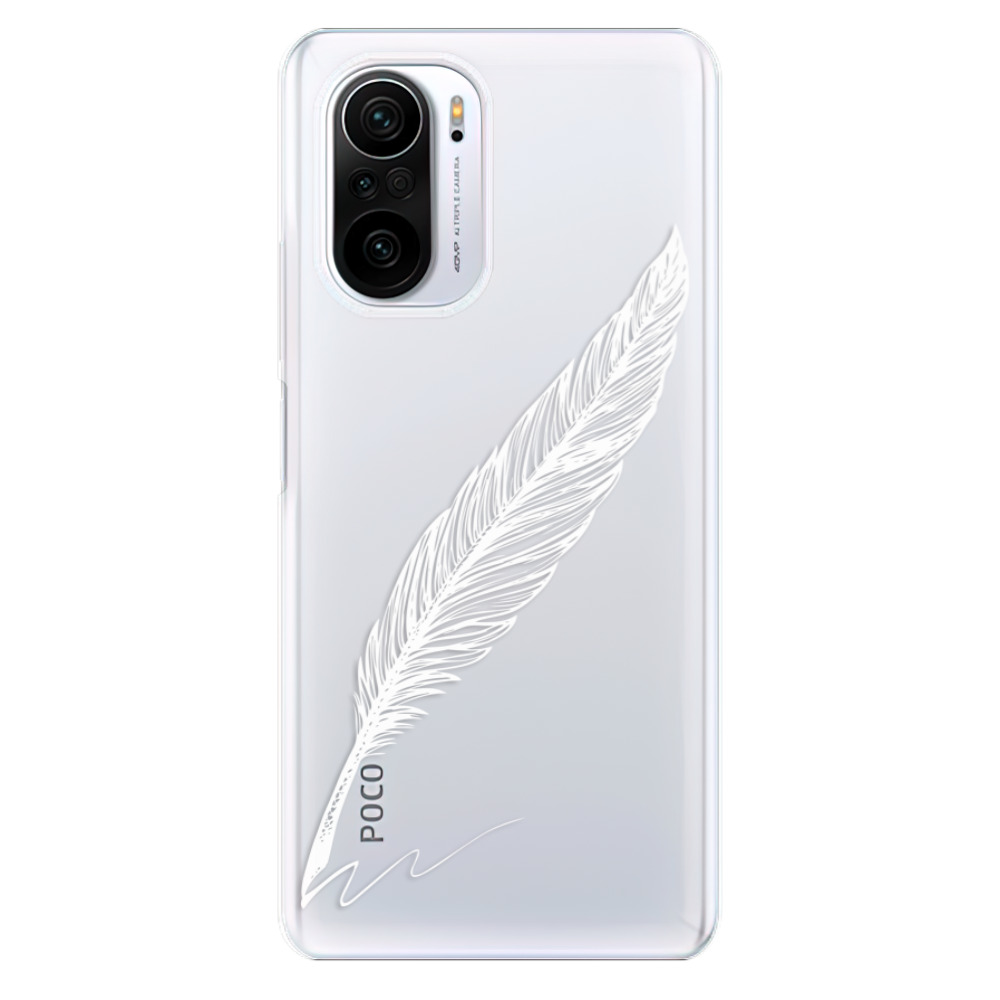 Odolné silikonové pouzdro iSaprio - Writing By Feather - white - Xiaomi Poco F3