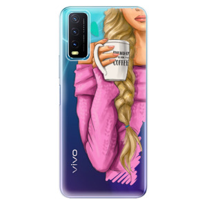 Silikonové odolné pouzdro iSaprio - My Coffe and Blond Girl na mobil Vivo Y20s