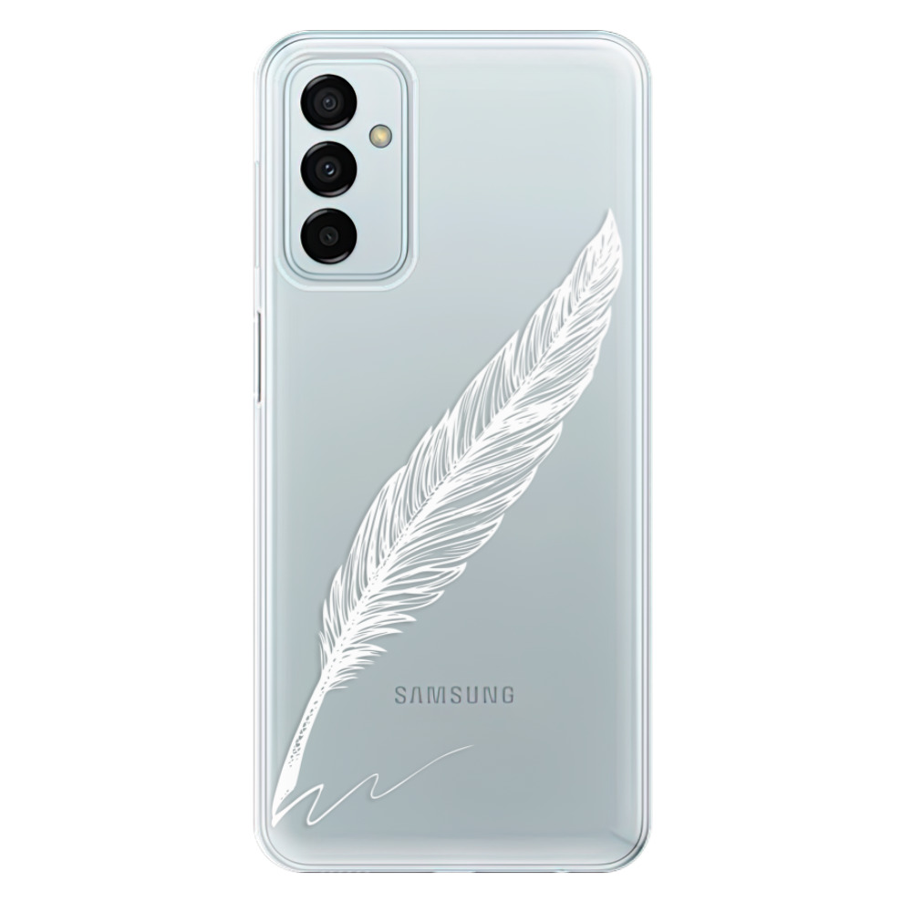 Odolné silikonové pouzdro iSaprio - Writing By Feather - white - Samsung Galaxy M23 5G