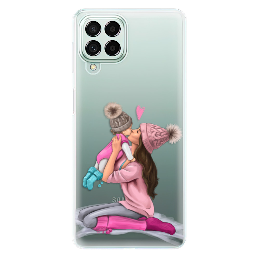 Odolné silikonové pouzdro iSaprio - Kissing Mom - Brunette and Girl - Samsung Galaxy M53 5G