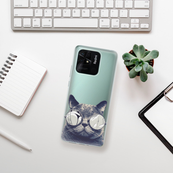 Silikonové pouzdro iSaprio - Xiaomi Redmi 10C - Crazy Cat 01