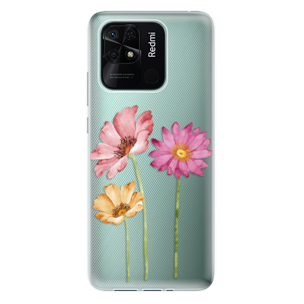Odolné silikonové pouzdro iSaprio - Three Flowers - Xiaomi Redmi 10C