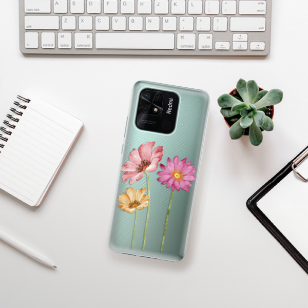 Silikonové pouzdro iSaprio - Xiaomi Redmi 10C - Three Flowers