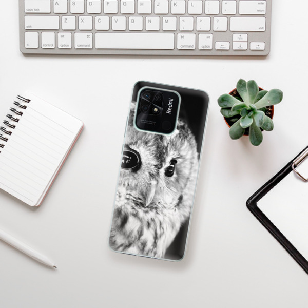 Silikonové pouzdro iSaprio - Xiaomi Redmi 10C - BW Owl