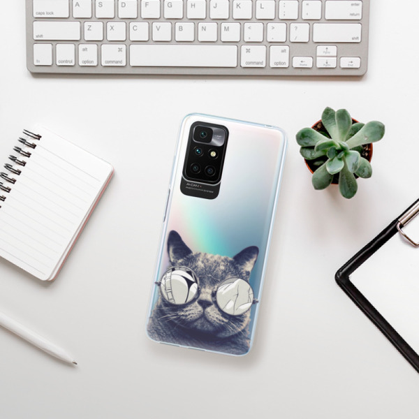 Silikonové pouzdro iSaprio - Xiaomi Redmi 10 - Crazy Cat 01