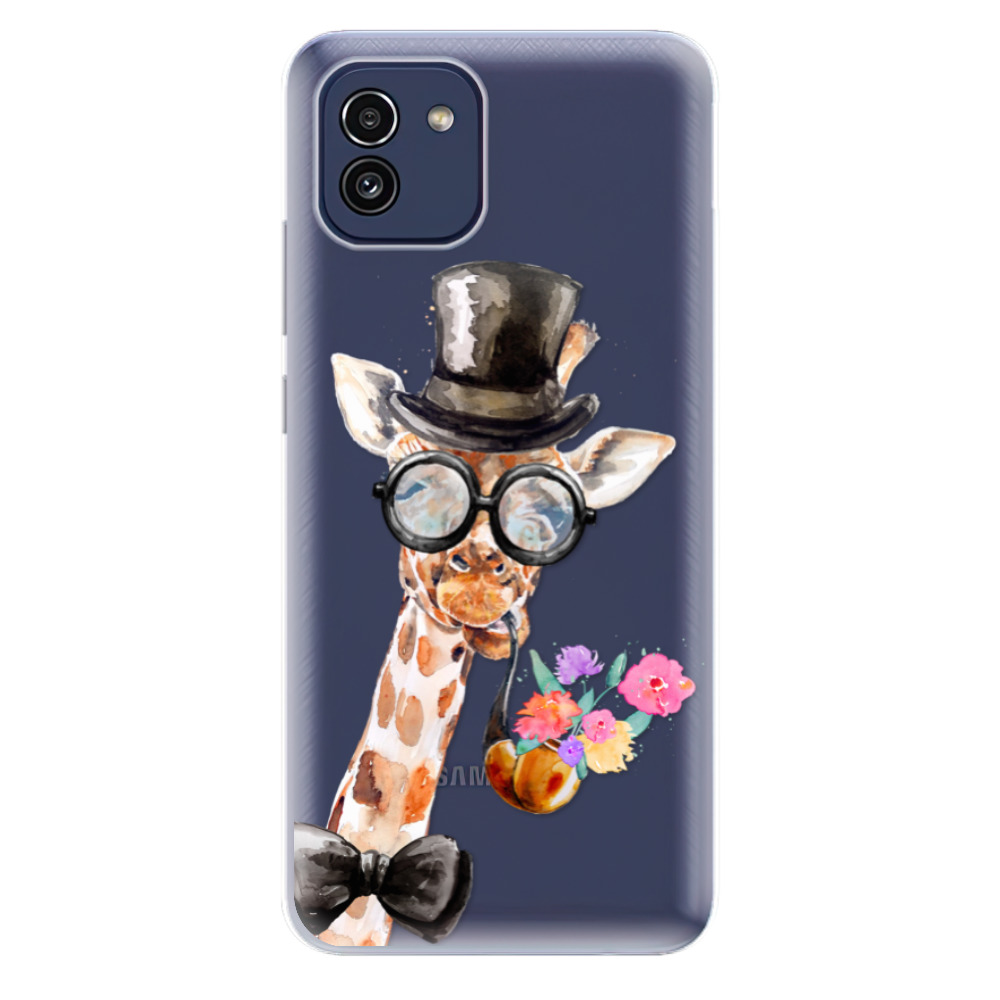 Odolné silikonové pouzdro iSaprio - Sir Giraffe - Samsung Galaxy A03