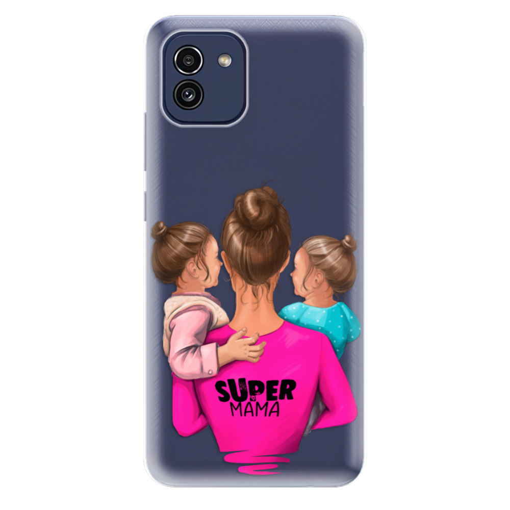 Odolné silikonové pouzdro iSaprio - Super Mama - Two Girls - Samsung Galaxy A03