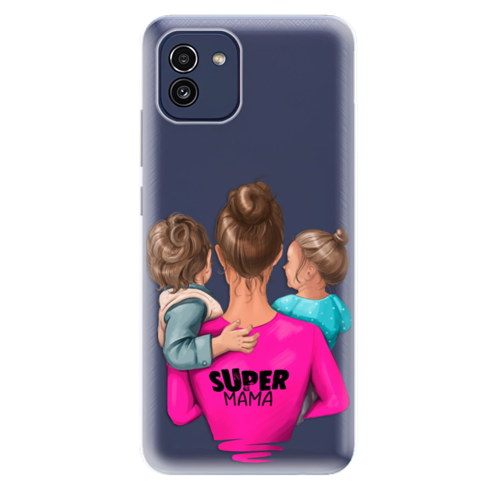 Odolné silikonové pouzdro iSaprio - Super Mama - Boy and Girl - Samsung Galaxy A03
