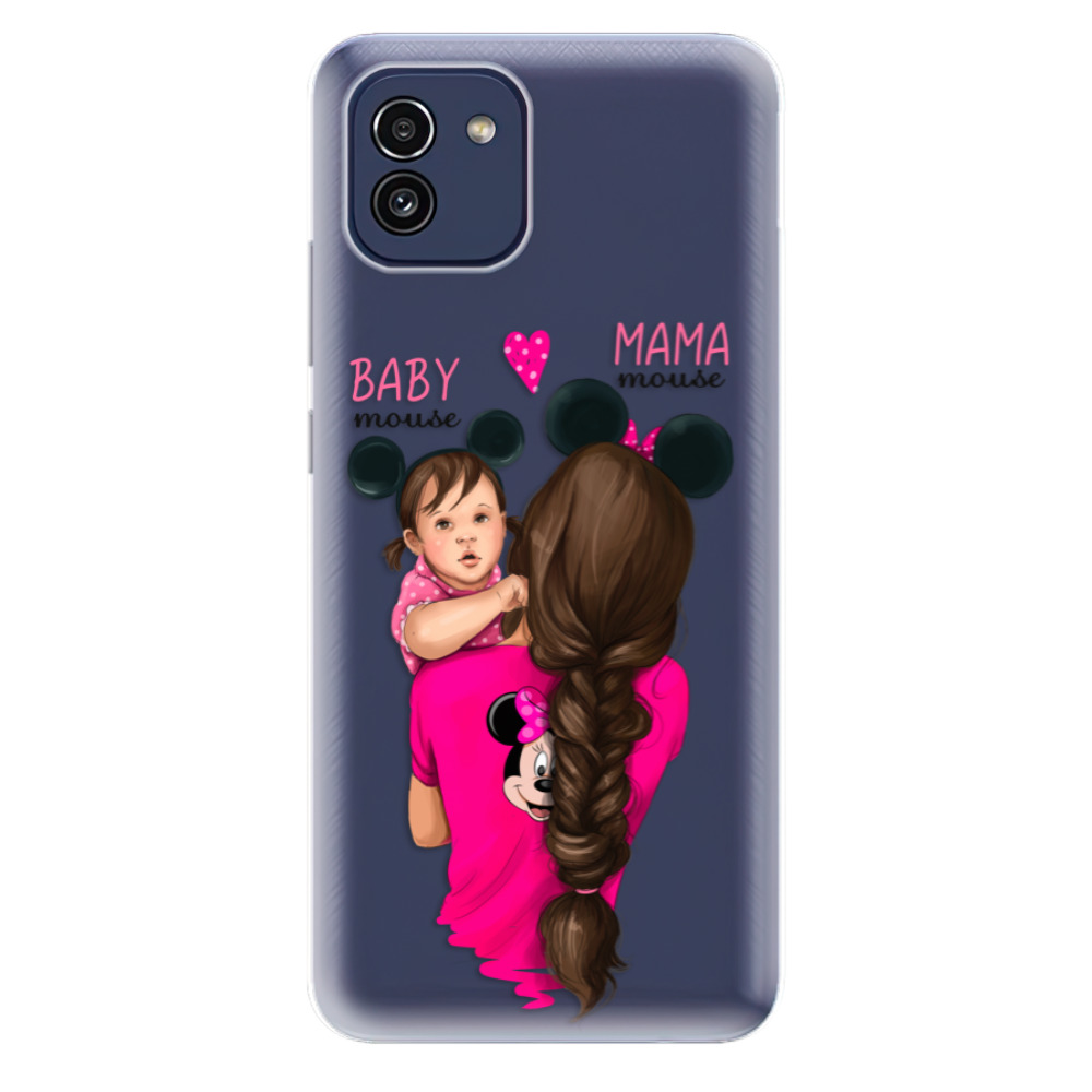 Odolné silikonové pouzdro iSaprio - Mama Mouse Brunette and Girl - Samsung Galaxy A03