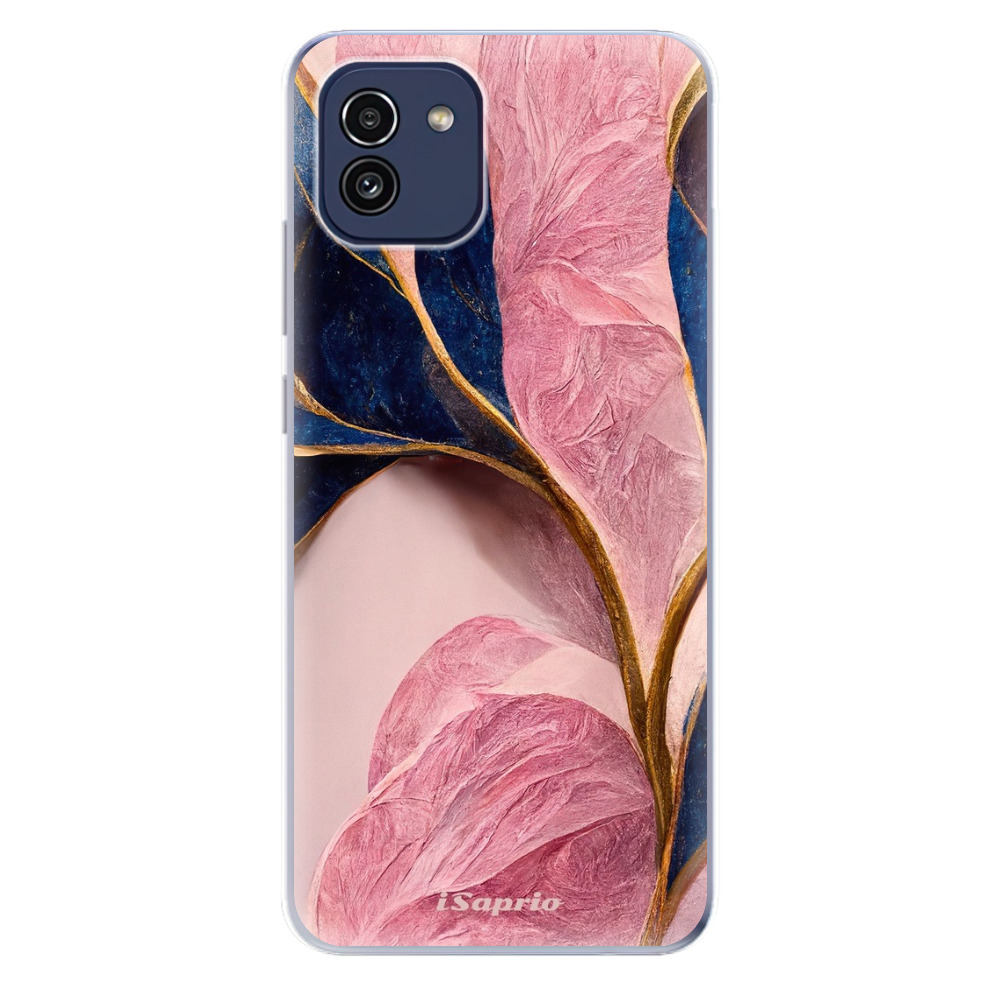 Odolné silikonové pouzdro iSaprio - Pink Blue Leaves - Samsung Galaxy A03