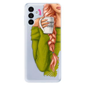 Odolné silikonové pouzdro iSaprio - My Coffe and Redhead Girl - Samsung Galaxy A13 5G