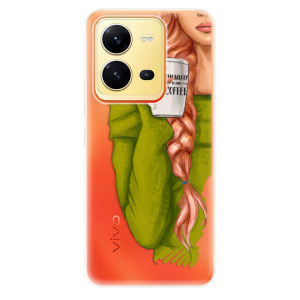Odolné silikonové pouzdro iSaprio - My Coffe and Redhead Girl - Vivo X80 Lite 5G