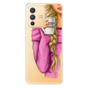 Odolné silikonové pouzdro iSaprio - My Coffe and Blond Girl - Vivo V23 5G