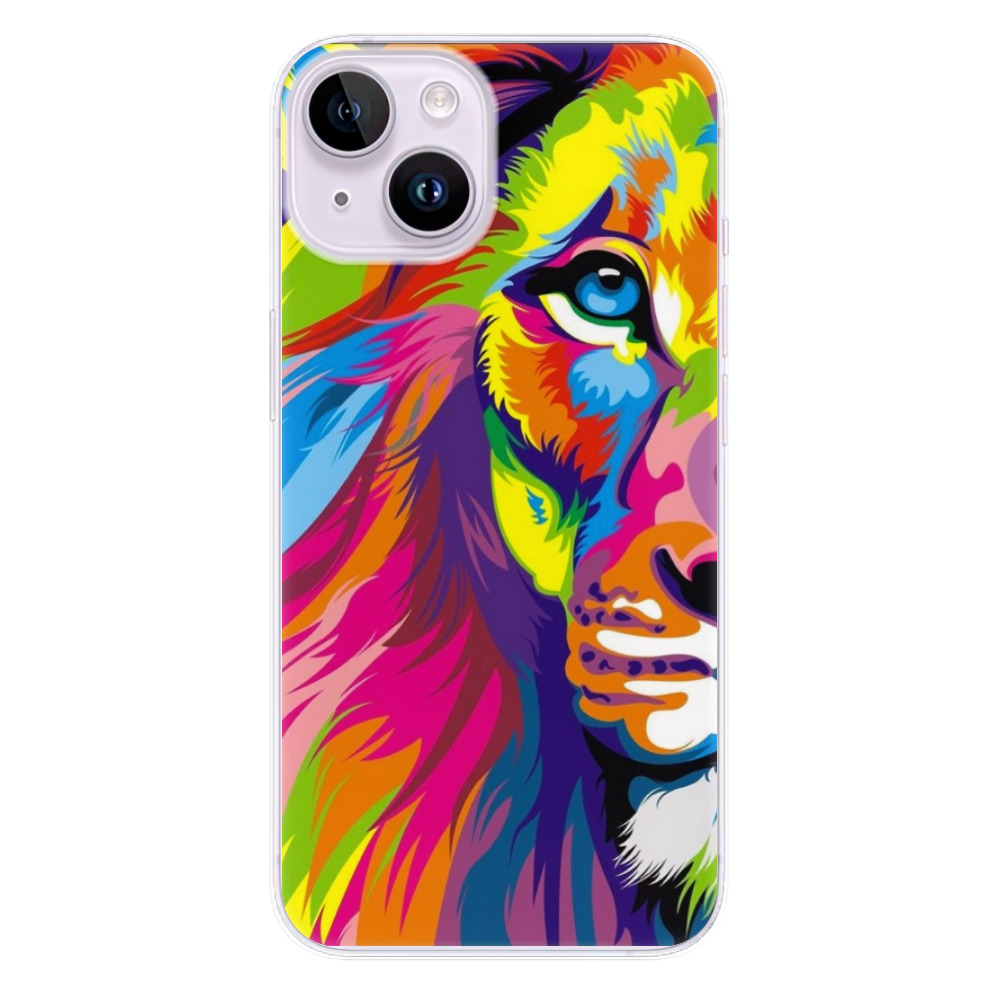 Odolné silikonové pouzdro iSaprio - Rainbow Lion - Apple iPhone 14 (Odolný silikonový kryt, obal, pouzdro iSaprio - Rainbow Lion na mobilní telefon Apple iPhone 14)