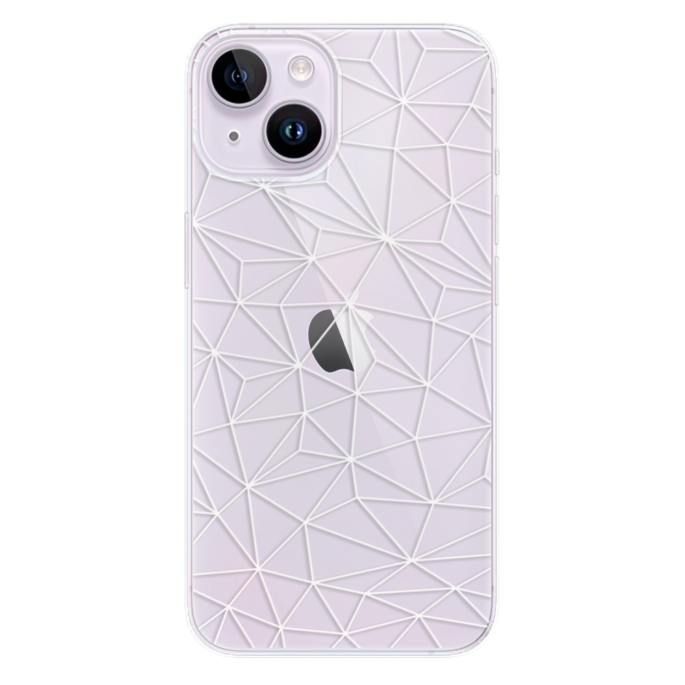 Odolné silikonové pouzdro iSaprio - Abstract Triangles 03 - white - iPhone 14