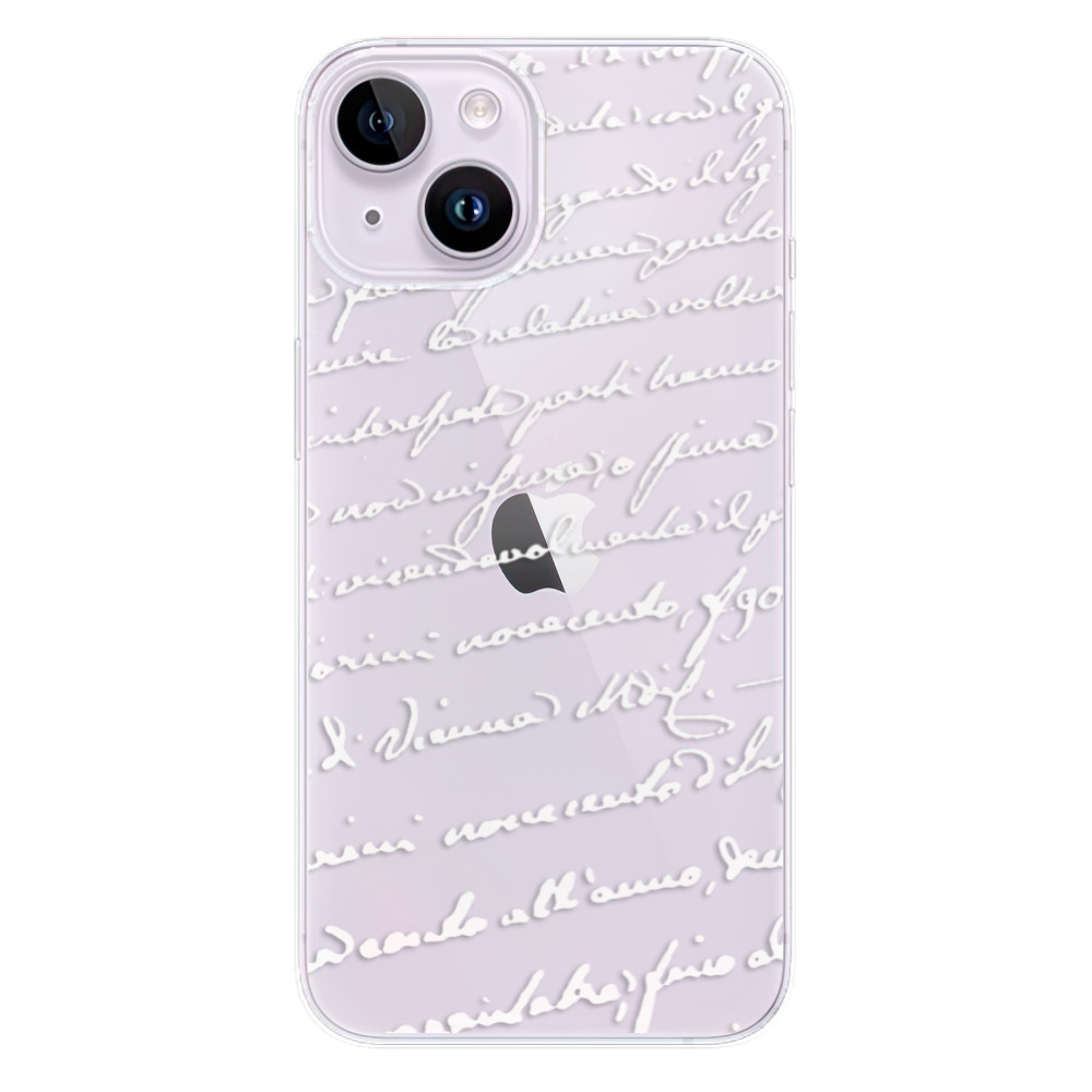Odolné silikonové pouzdro iSaprio - Handwriting 01 - white - iPhone 14