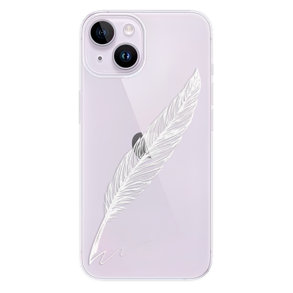Odolné silikonové pouzdro iSaprio - Writing By Feather - white - iPhone 14