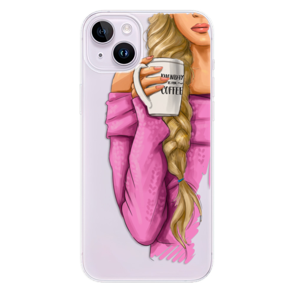 Odolné silikonové pouzdro iSaprio - My Coffe and Blond Girl - iPhone 14 Plus