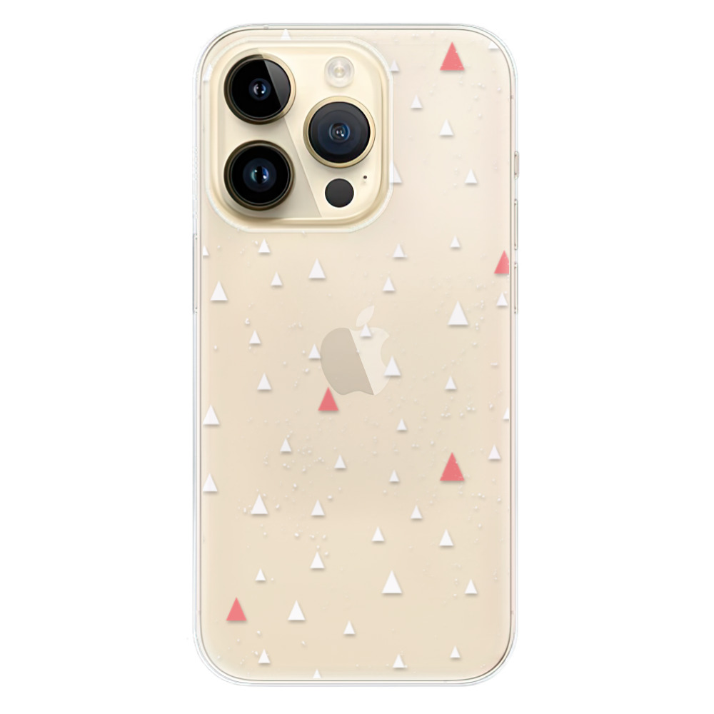 Odolné silikonové pouzdro iSaprio - Abstract Triangles 02 - white - iPhone 14 Pro