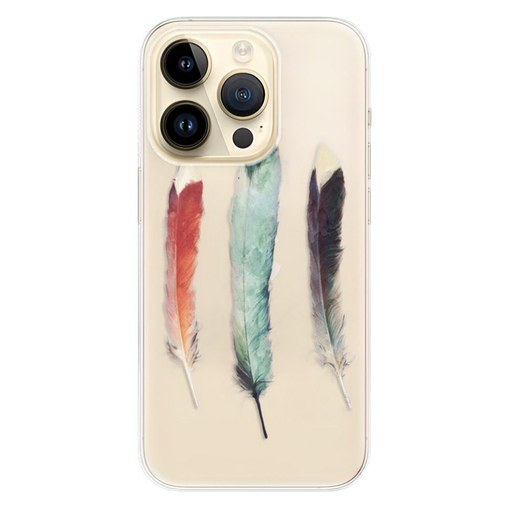 Odolné silikonové pouzdro iSaprio - Three Feathers - iPhone 14 Pro