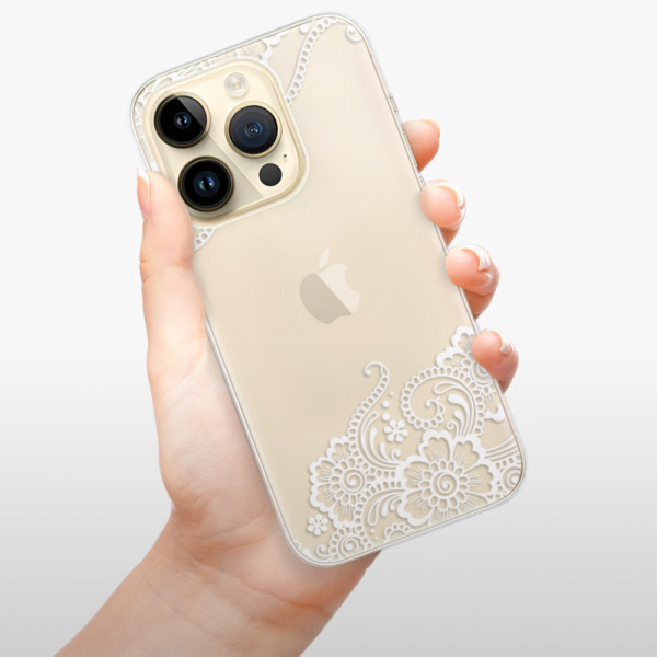 Silikonové pouzdro iSaprio - Apple iPhone 14 Pro - White Lace 02