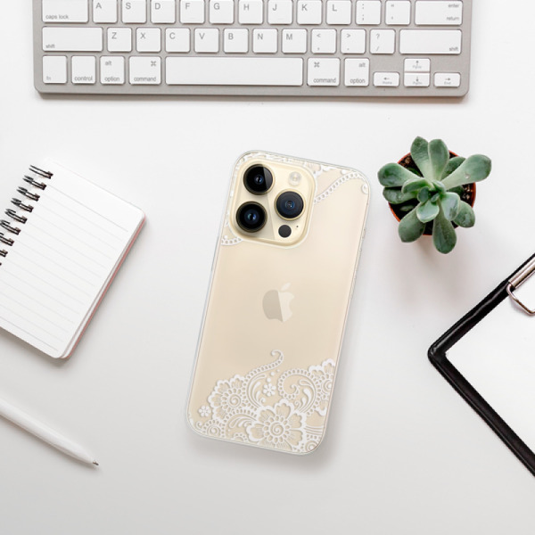 Silikonové pouzdro iSaprio - Apple iPhone 14 Pro - White Lace 02