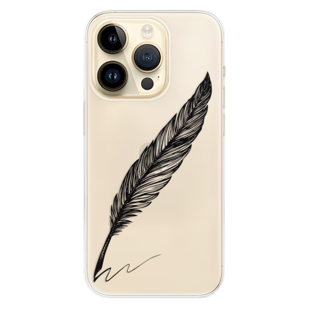 Odolné silikonové pouzdro iSaprio - Writing By Feather - black - iPhone 14 Pro
