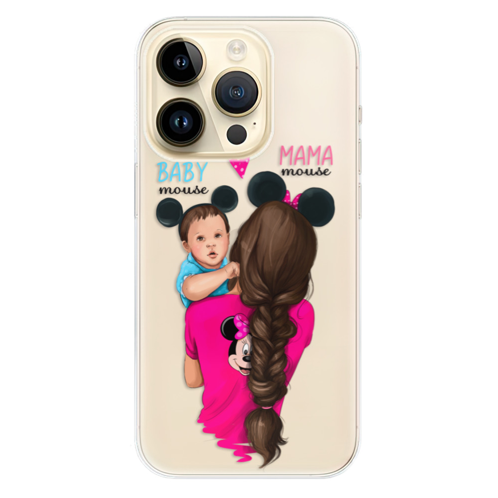 Odolné silikonové pouzdro iSaprio - Mama Mouse Brunette and Boy - iPhone 14 Pro