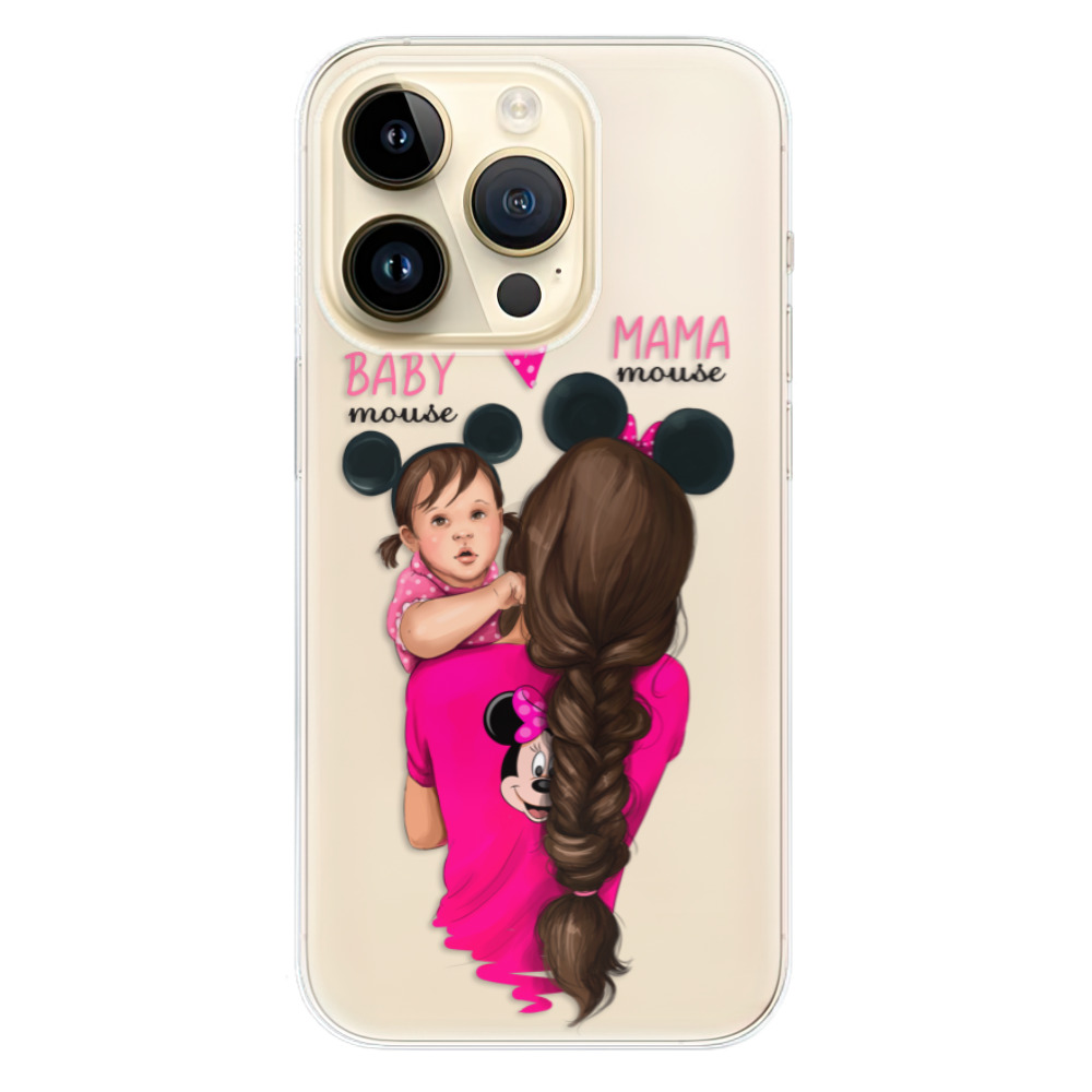 Odolné silikonové pouzdro iSaprio - Mama Mouse Brunette and Girl - iPhone 14 Pro