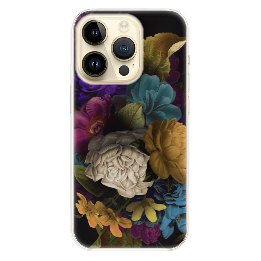 Odolné silikonové pouzdro iSaprio - Dark Flowers - iPhone 14 Pro