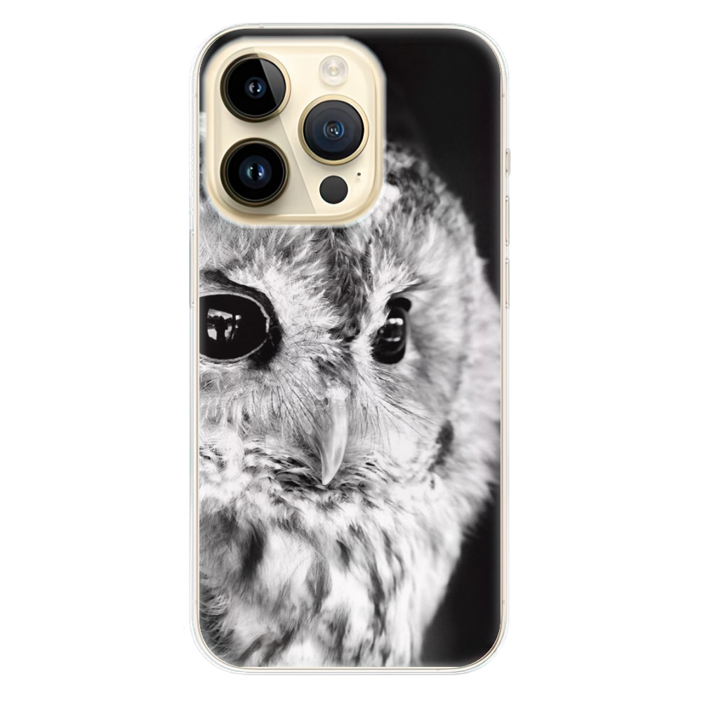 Odolné silikonové pouzdro iSaprio - BW Owl - iPhone 14 Pro