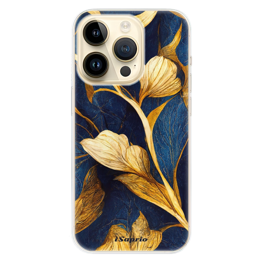 Odolné silikonové pouzdro iSaprio - Gold Leaves - iPhone 14 Pro