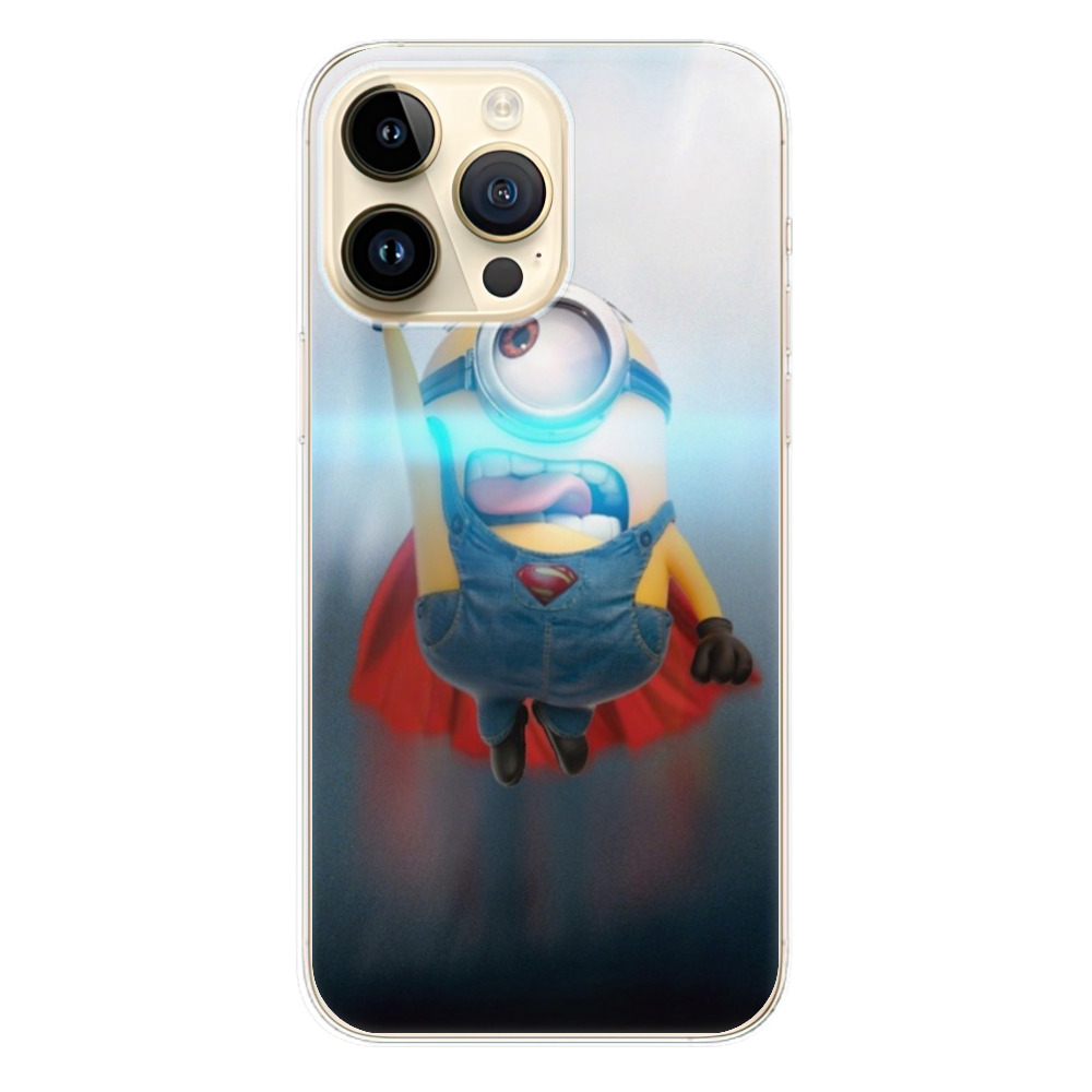 Odolné silikonové pouzdro iSaprio - Mimons Superman 02 - iPhone 14 Pro Max