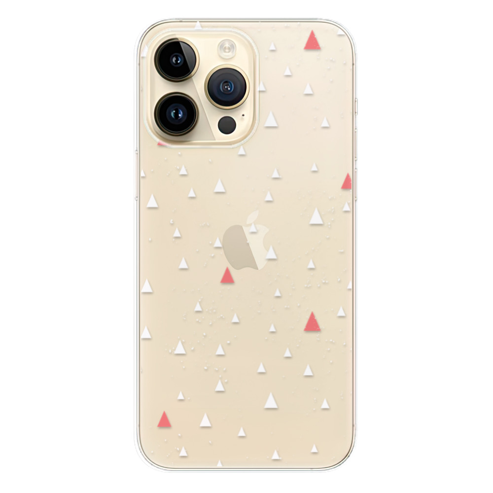 Odolné silikonové pouzdro iSaprio - Abstract Triangles 02 - white - iPhone 14 Pro Max