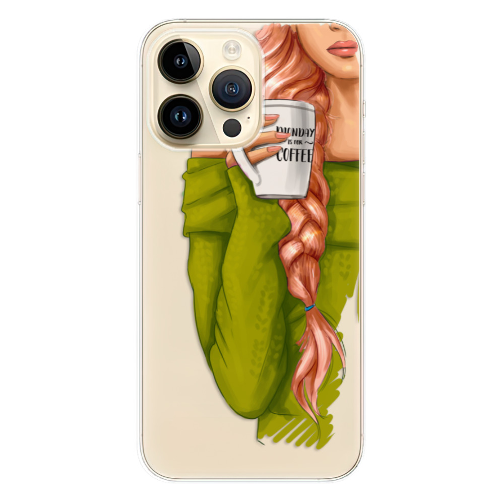 Odolné silikonové pouzdro iSaprio - My Coffe and Redhead Girl - iPhone 14 Pro Max